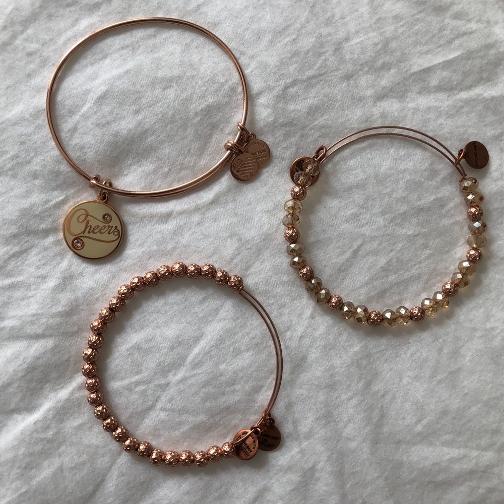 Set of three (3) rose gold Alex and ani bracelets